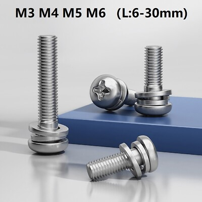 #ad M3M4M5M6 ROUND HEAD BOLTS SCREWS WITH CAPTIVE WASHER amp; O RING A2 STAINLESS STEEL $2.15