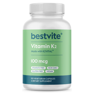 #ad Bestvite Vitamin K2 100 mcg as MK 7 120 Vegetarian Capsules Vegan $11.99