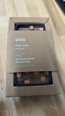 #ad Pela Clear Case iPhone 13 Clear Oranges Case W Black Ridge Recycled $29.99