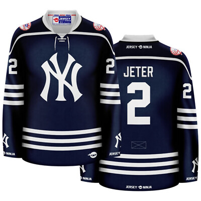#ad New York Yankees Navy Derek Jeter Crossover Hockey Jersey $134.95