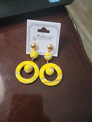 #ad Princess Accessories Yellow Gray White Fashion Jewelry Earrings $25.00