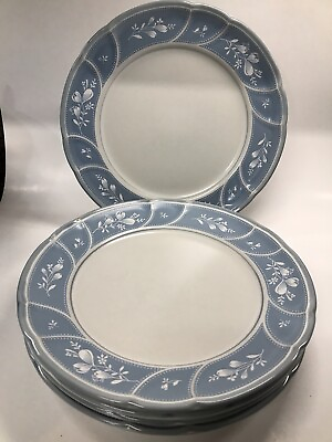 Noritake Stoneware Japan VICTORY BLUE 8673 Floral 10.75” Dinner Plates Set Of 5 $39.95