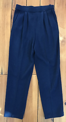 #ad Marie Gray St John High Waisted Navy Blue Wool Knit Blend Slacks Pants 4 30quot; USA $47.99