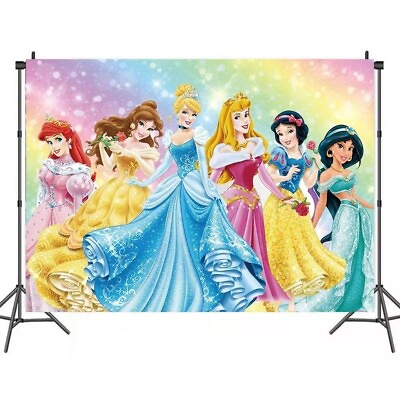 #ad Disney Party Backdrop Children Wall Princess Birthday Decorations Background GBP 11.95