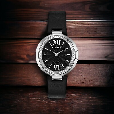 Citizen Women#x27;s Capella Eco Drive Diamond Accents Black 34mm Watch EX1500 01E #ad $300.00