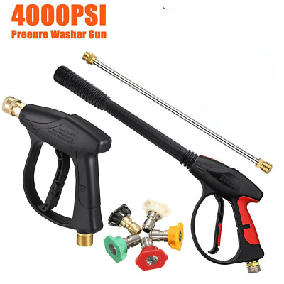 #ad 4000PSI High Pressure Washer Gun For Car Wash Foam Spray Short Wand Gun Nozzles $6.99