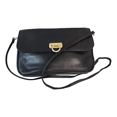 #ad Vintage Jennifer Moore Black Clutch Bag Purse Latch Closure Removable Strap $19.77