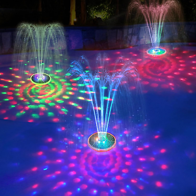 #ad Solar Floating Pool Fountain with Underwater Lights Show Solar Powered Water Fo $76.99