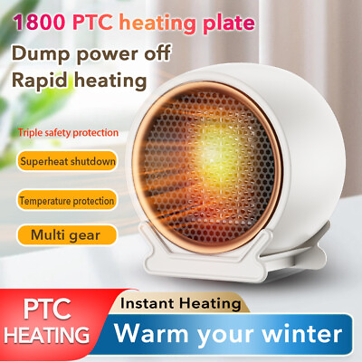 #ad 1200W Electric Heater PTC Ceramic Space Heater Fan 2 speed Adjust Thermostat $29.82