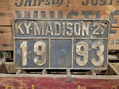 #ad 1927 Madison County Kentucky License Plate 1993 19 93 $129.99