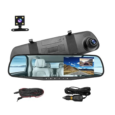 #ad Mirror Dash Cam for Car 4.3quot; Backup Smart Rearview Mirror Camera Waterproof... $51.70