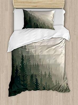 #ad #ad Ambesonne Forest Duvet Cover Set Northern Parts of The World Coniferous Trees $76.99