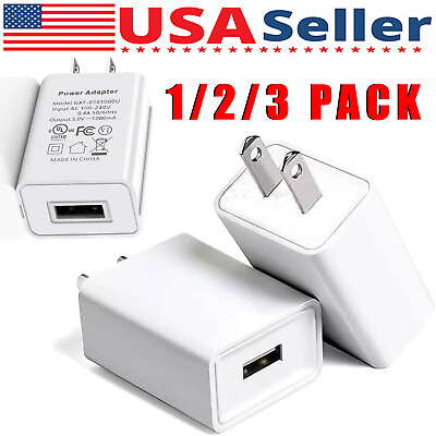 #ad 2 Pack Universal 5V 1A US Plug USB AC Wall Charger Power Adapter For Smart Phone $5.89