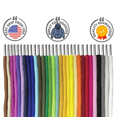 Hoodie Drawstring Cord Replacement Premium 100% cotton 1 4quot;round metal ends #ad $8.99