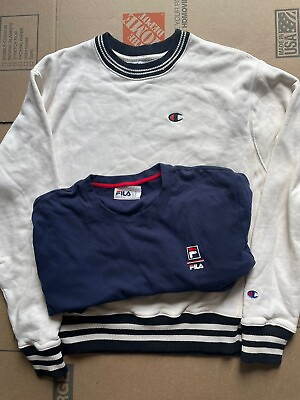 #ad Vintage Champion and Fila Pullover Fashion Size XL and M Lot of 2 $19.99