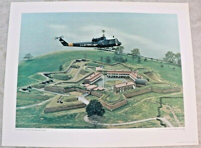 #ad Vintage 1969 US Air Force Lithograph Poster. 22quot; x 17quot; Over Fort McHenry MD. $30.00