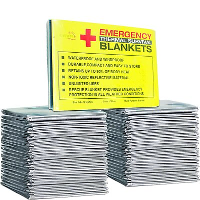 #ad Rawyer 10 Pack Emergency Thermal Survival Blankets Mylar Blankets for Outd... $19.01