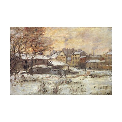 #ad Claude Monet Snow Effect With Setting Sun Hand painted Oil Painting Wall Art $95.00