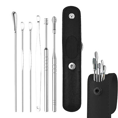 #ad 6pcs Ear Pick Cleaning Set Spiral Tool Spoon Ear Wax Remover Cleaner Curette Kit $7.35