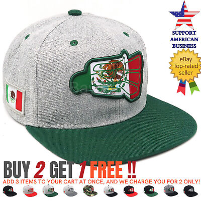 #ad Mens Snapback Hat Hecho En Mexico Eagle Aguila Flat Brim Hats Baseball Cap $12.95