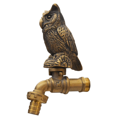 #ad Brass Garden Tap Faucet Owl Bird Handle Spigot Vintage Water Outdoor Hom Decor $63.00
