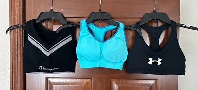 #ad Women’s Sports Bra Set Of 3 Champion And Under Armour Size Small Pre Owned $9.99