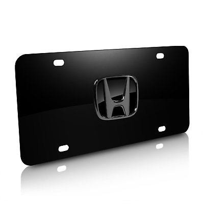 #ad Honda 3D Black Pearl Logo on Black Metal License Plate $50.99