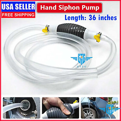 #ad Gas Transfer Siphon Pump Gasoline Siphone Hose Oil Water Fuel Transfer Hand Pump $8.49