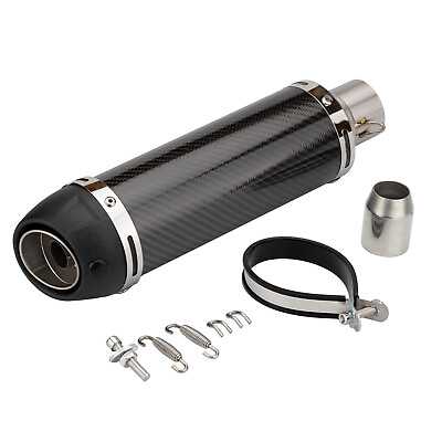 #ad Round Carbon Fiber Motorcycle Exhaust Muffler Pipe Slip On Silencers 38 51mm $50.99