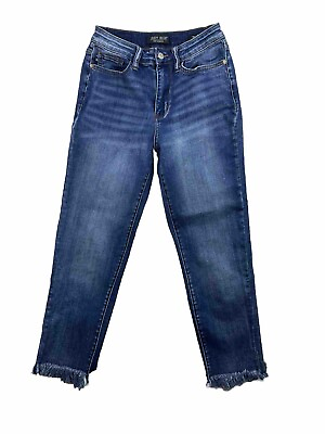 #ad Judy Blue High Rise Relaxed Fit Frayed Hem Cropped Jeans Size 3 26 $29.60