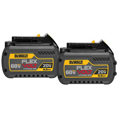 DEWALT 20V 60V MAX FLEXVOLT 6 Ah Li Ion Battery 2 Pc DCB606 2 New $185.71
