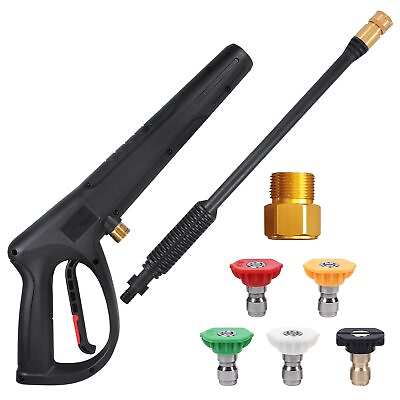 #ad Pressure Washer Gun with Extension Wand amp; 5 Spray Nozzle Tips M22 14mm amp; M22 ... $51.24