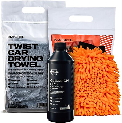 #ad Nasiol Car Wash Set Car Wash Shampoo Drying Towel Wash Mitt Up to 25 Washing $29.90