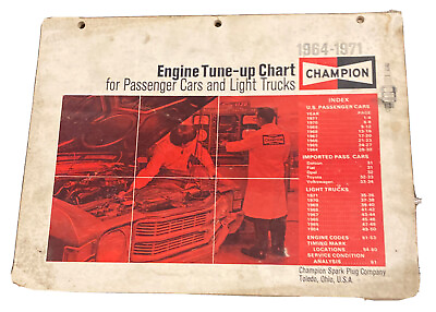 #ad #ad Champion Engine Tune Up Chart For American Cars amp; Light Trucks 1964 1971 $5.99