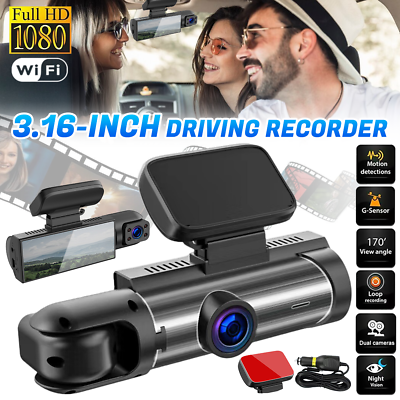 #ad Front And Inside Car DVR Dash Cam Video Recorder Camera G Sensor 1080P Dual Lens $36.98