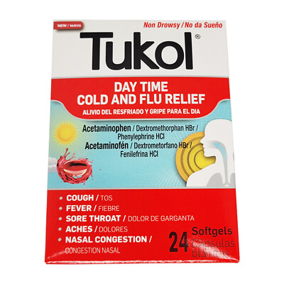 #ad Tukol Daytime Cold and Flu Relief Softgels. Fast Pain and Fever Relief. 24 ct $12.39