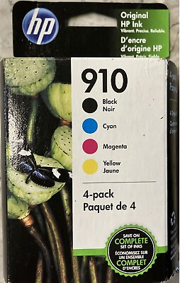 #ad 4 Pack HP Genuine 910 Black And 910 Color Ink in box $15.00