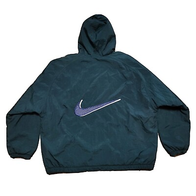 #ad Vintage Nike Big Swoosh Windbreacker Zip Up Insulated Light Jacket Size 2XL $103.03