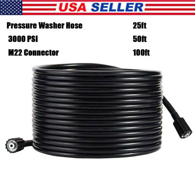 25 50 FT High Pressure Power Washer Hose Extension Washer Pipe With M22 Coupler $22.55