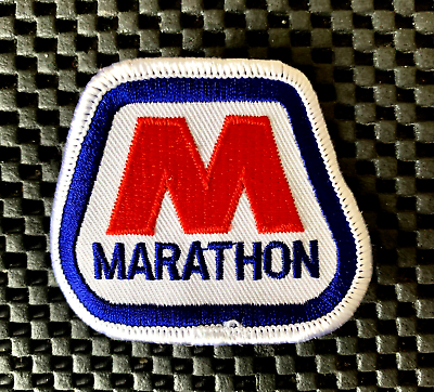 #ad MARATHON GAS OIL EMBROIDERED SEW ON PATCH FUEL STATIONS 2 3 4quot; x 2 1 4quot; NOS $13.99