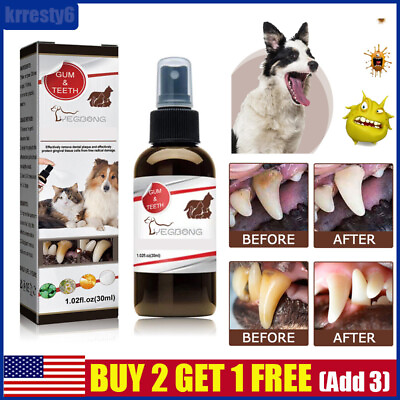 #ad Pet Oral Spray Teeth Cleaning for Dogs amp; Cats Bad Breath Tartar Plaque Removal $4.95