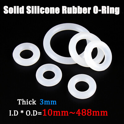 #ad Silicone Gasket Rubber O Ring Solid Flange Seal Flat Washer White OD =10mm 400mm $61.79