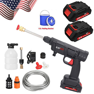 #ad #ad 2 Battery Cordless Water Spray Gun Portable High Pressure Car Washer Cleaner $28.99
