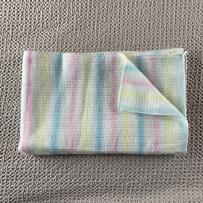 #ad Vintage Pastel Striped Baby Blanket Made In USA 70s 80s Babies Crib Blanket Soft $48.99