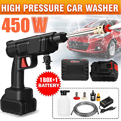#ad Cordless Electric High Pressure Water Spray Car Gun Portable Washer Cleaner Auto $32.99