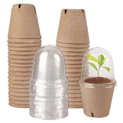 #ad Humidity Dome Plant Pots With Humidity Dome Biodegradable For Grow Nursery $14.15