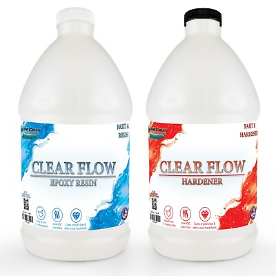 #ad Clear flow epoxy resin 2 part resin low odor easy to use 1 1 mixing $54.95