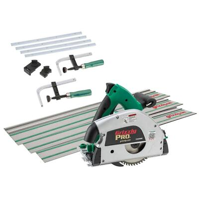 #ad Grizzly Industrial 6 1 4quot; Track Saw Bundle w Blade Guard Corded Cast Aluminum $254.51