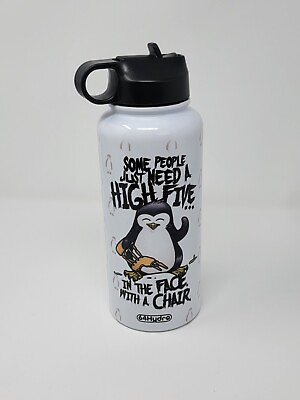 #ad Psycho Penguin quot;High 5 to the Facequot; 12hr Time Achiever Water Bottle 32oz S.Steel $18.99