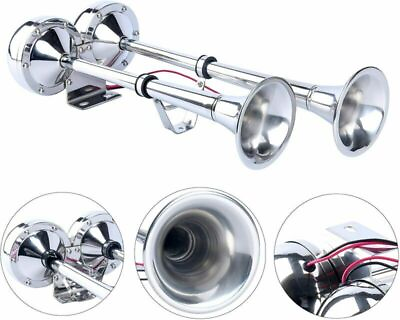#ad Amarine Made 12V Marine Boat Horn 125db Stainless Dual Trumpet Horn 18 1 2 Inch $62.99